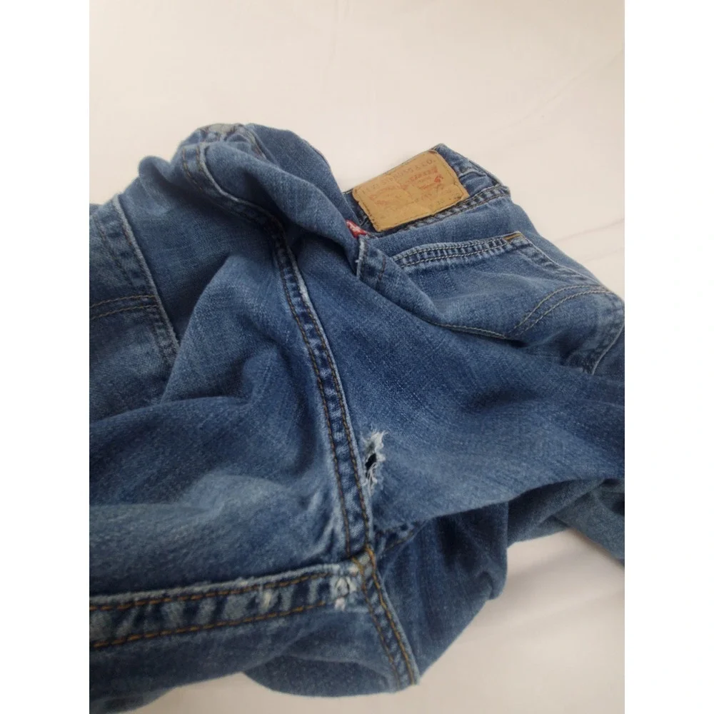 Levis 514 Straight Fit Mens Jeans Blue Medium Wash Distressed 32x30